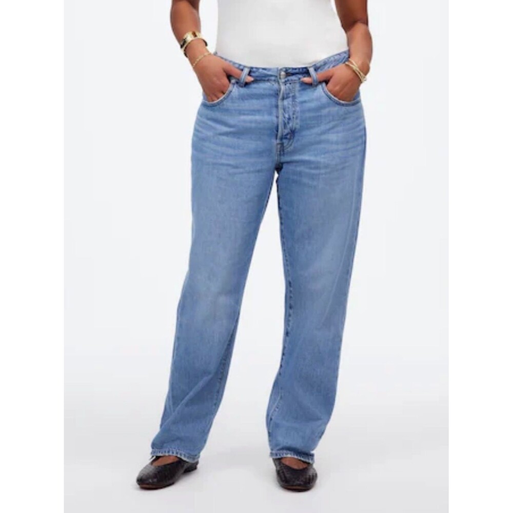 Madewell Curvy Dean Easy Straight Jeans NWT Size 26P Light Wash Button Fly